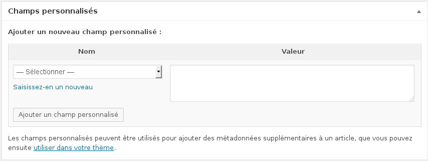 Créer des champs personnalisés